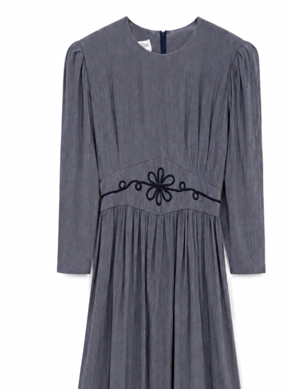 Jessica Howard Gray Long-Sleeve Embroidered Waist Dress